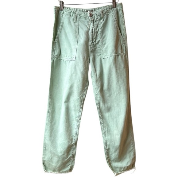 Mother Hedge Green The Shaker Chop Cropped Linen Blend Pants Size 27 - Picture 4 of 16